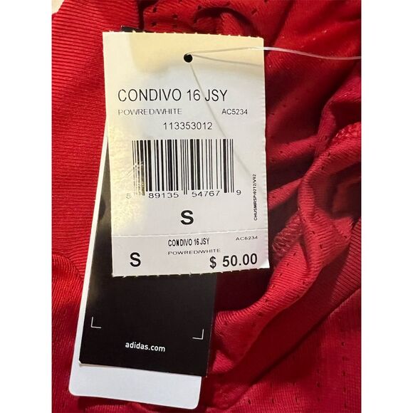 Adidas Condivo 16 Soccer Jersey Men's S Red/White ClimaCool Short Sleeve NWT - Picture 8 of 11